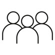 Ikona grupa ludzi.  Grafika wektorowa przedstawiająca trzy osoby.