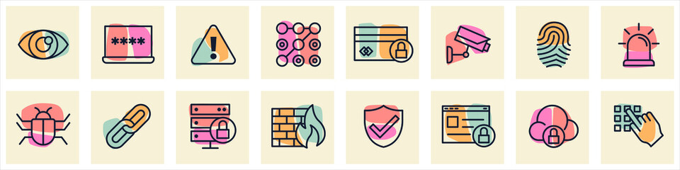 Security set icon symbol template for graphic and web design collection logo vector illustration