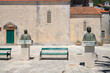 Bench with monuments in the city of Perast