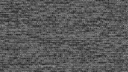 Digital information program code with glitch distortion. Seamless loop animation