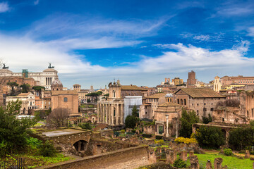 Fototapete - Ancient ruins of forum in Rome
