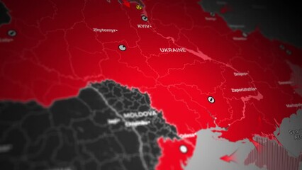 animation ukraine war map. animated map of russia invasion of ukraine. ukrainian and russian crisis 