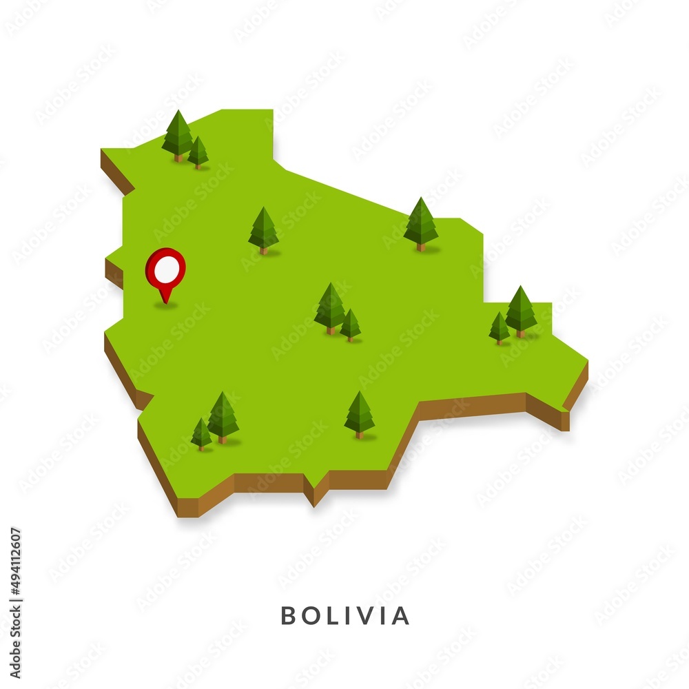 Isometric Map of Bolivia. Simple 3D Map. Vector Illustration - EPS 10 ...