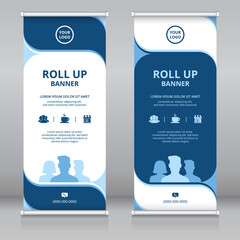 modern roll up banner template, standee template, x-banner template, flag banner