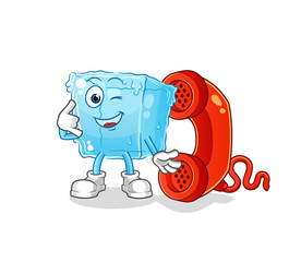 Canvas Print - ice cube call mascot. cartoon vector