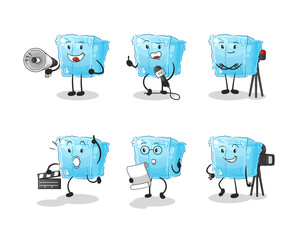 Canvas Print - ice cube football group character. cartoon mascot vector