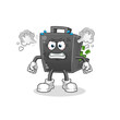 money briefcase very angry mascot. cartoon vector