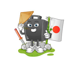 Wall Mural - money briefcase japanese vector. cartoon character