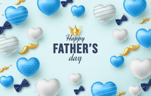 Father's Day With Scattered Love Balloons And Crown Illustration.