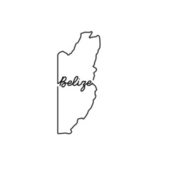 Canvas Print - Belize outline map with the handwritten country name. Continuous line drawing of patriotic home sign. A love for a small homeland. T-shirt print idea. Vector illustration.