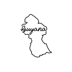 Wall Mural - Guyana outline map with the handwritten country name. Continuous line drawing of patriotic home sign. A love for a small homeland. T-shirt print idea. Vector illustration.