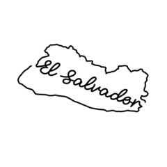 Wall Mural - El Salvador outline map with the handwritten country name. Continuous line drawing of patriotic home sign. A love for a small homeland. T-shirt print idea. Vector illustration.