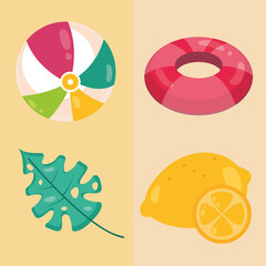 Sticker - summer beach icons