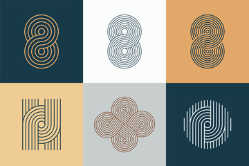 Geometric stripy pattern, design line art shape. Vector linear clipart, editable stroke