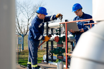 Wall Mural - Male worker inspection visual pipeline oil and gas