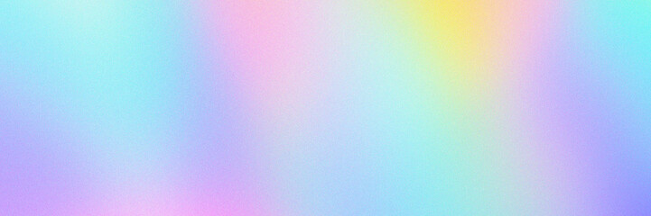 Poster - Abstract pastel holographic blurred grainy gradient banner background texture. Colorful digital grain soft noise effect pattern. Lo-fi multicolor vintage retro design.