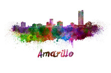Amarillo Skyline In Watercolor
