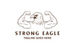 Vintage Muscular Eagle Hawk Falcon for Fitness Gym Sport Club Logo Design Vector