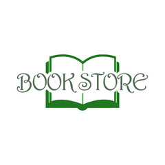 Canvas Print - Book store Logo. Open book icon isolated on white background