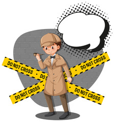 Poster - Detective looking for clues in template