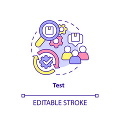 Wall Mural - test concept icon. search product in work. design thinking process abstract idea thin line illustrat