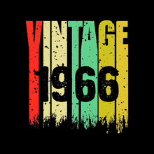 1966 Vintage Retro T Shirt Design, Vector, Black Background