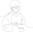 © Luci - Continuous drawing of one line of doctor in specialized protective overalls and goggles. Fighting the epidemic, the consequences of the coronavirus for your minimal design. Vector illustration