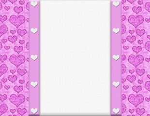 Wall Mural - Love border with pink heart on white