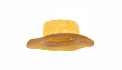 Poster - yellow summer hat isolated on white background