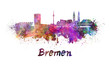 Bremen skyline in watercolor