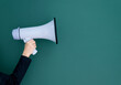 © xy - Woman holding megaphone on chalkboard