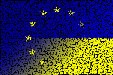 Wall Mural - European Union (EU) and Ukraine. European Union flag and Ukraine flag. Concept of aid, association of countries, political and economic relations. Ukraine and European Union. OTAN-NATO flag.