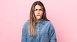 © kues1 - pretty hispanic woman feeling disgusted and irritated, sticking tongue out, disliking something nasty and yucky