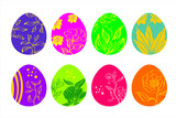 Fototapeta Dinusie - Set of cute Easter eggs. Isolated Easter eggs spring holiday. Vector illustration of colorful Easter Egg
