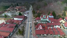 Drone View Over Helen, Ga During A Beautiful Morning. 