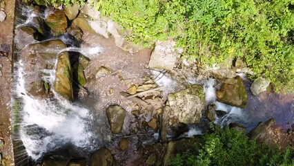 Sticker - Top view of Rio Tigre waterfall in rainforest of Oxapampa in Pasco, Peru