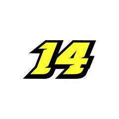 Sticker - Racing number 14 logo design