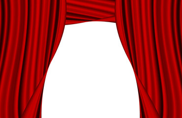 Wall Mural - Theatrical stage curtain. Stage red dramatic drapery. Curtains in the spotlight. 