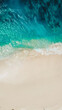 Aerial view of turquoise water and very beautiful white sand.