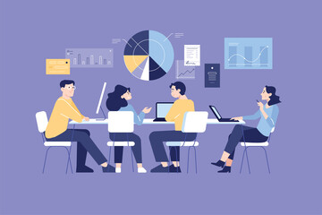 People concept. Vector illustration of  business, data analytics, market research, teamwork and coworking, management, for graphic and web design, business presentation and marketing material.