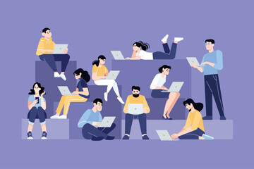 people concept. vector illustration of social network, online communication, community, internet gro
