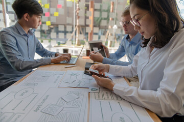 Smartphone web designer team, phone brand, geek layout, internet business prototype, goals, sketch, plan, conceptualization, solution, success