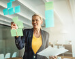 © Katleho S/peopleimages.com - Shes onto something. Cropped shot of a mature corporate businesswoman planning on a glass wipe board.