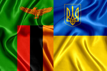 Wall Mural - Flag of Zambia and Ukraine