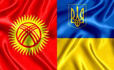 Wall Mural - Flag of Kyrgyzstan and Ukraine