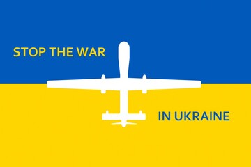 Canvas Print - Stop à la guerre en Ukraine sur un drapeau du pays, illustration