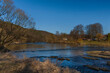 Sazava river and Mnichovka creek valley with dark blue sky
