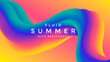 © Denys Koltovskyi - Colorful 3d flow shape. Motion Liquid wave. Fluid summer background. Vector graphic