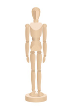 Lay Figure Wooden Mannequin Isolated On White Background. Basic Position. Vector Illustration