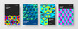 © pro - Isolated front page A4 design vector concept collection. Minimalistic mosaic tiles pamphlet illustration bundle.
